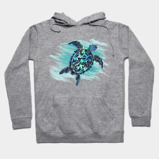 Turtle  with paua shell background in water Hoodie